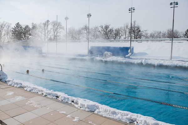 sports outdoor pool in winter for exercise and health